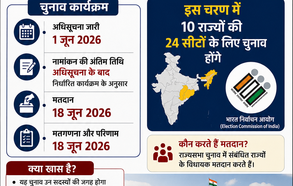 राज्यसभा चुनाव 2026 की तारीखों का ऐलान, 18 जून को वोटिंग, जानें पूरी डिटेल