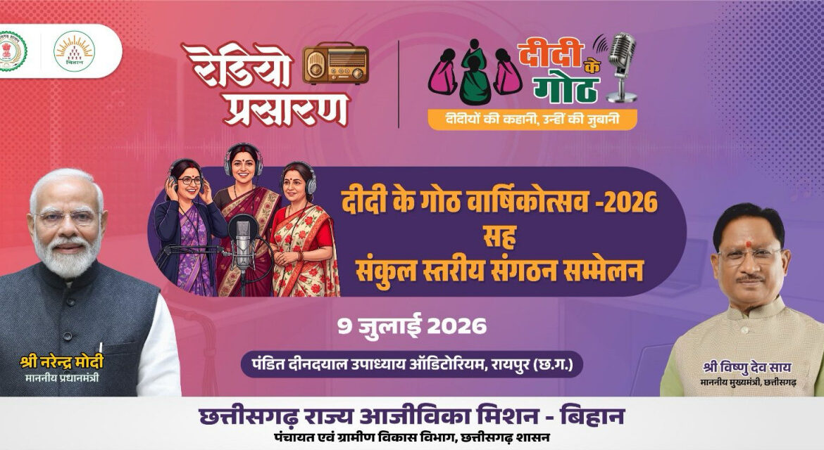 माननीय मुख्यमंत्री महोदय की गरिमामयी उपस्थिति में मनाया जाएगा “दीदी के गोठ” का वार्षिकोत्सव